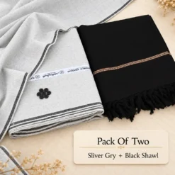 Pack Of Two | Silver Grey Suit   + Black Shawl